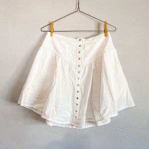 Free People White Linen Boho Skirt